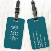 Personalized Monogram Initials Botanical Leaf ラゲッジタグ