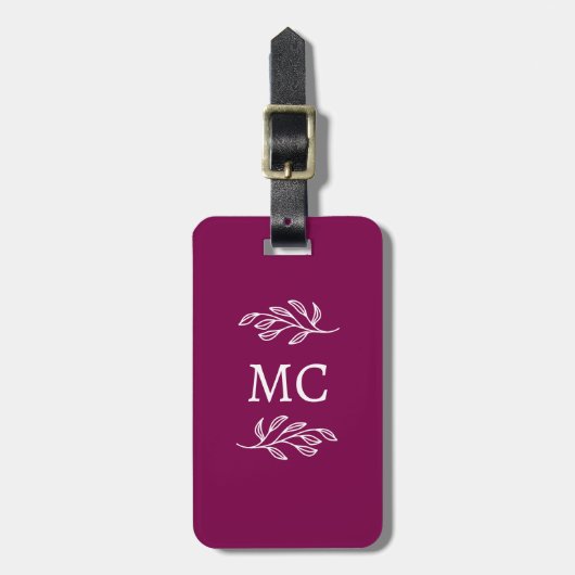 Personalized Monogram Initials Botanical Leaf ラゲッジタグ (正面縦)