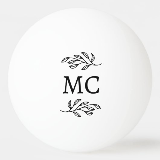 Personalized Monogram Initials Botanical Leaf 卓球ボール (正面)