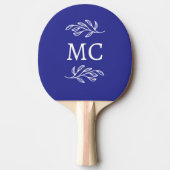 Personalized Monogram Initials Botanical Leaf Blue 卓球ラケット (正面)