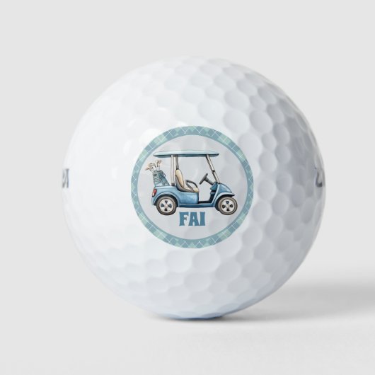Personalized Monogram initials Golf Cart ゴルフボール (正面)