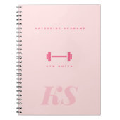 Personalized Monogram Initials Pink Gym Notebook ノートブック (正面)