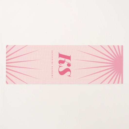 Personalized Monogram Initials Pink Yoga Mat ヨガマット (正面(横))