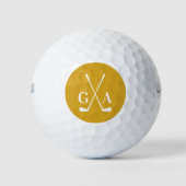 Personalized Monogram initials with Crossed Clubs ゴルフボール (正面)