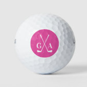 Personalized Monogram initials with Crossed Clubs ゴルフボール (正面)