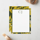 Personalized Monogram Lemon Citrus ノートカード (正面/裏面インサイチュ)