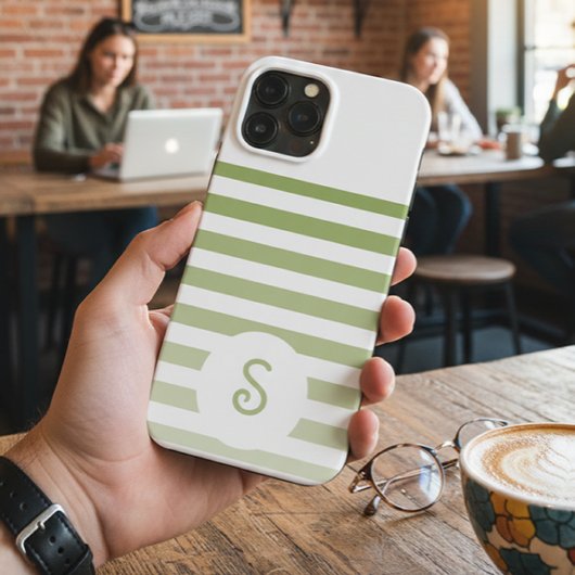 Personalized Monogram Minimal Striped Modern Desig Case-Mate iPhoneケース