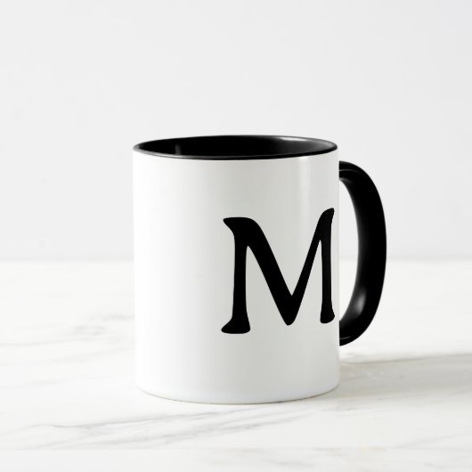 Personalized Monogram Modern Black White Mug マグカップ (正面右)