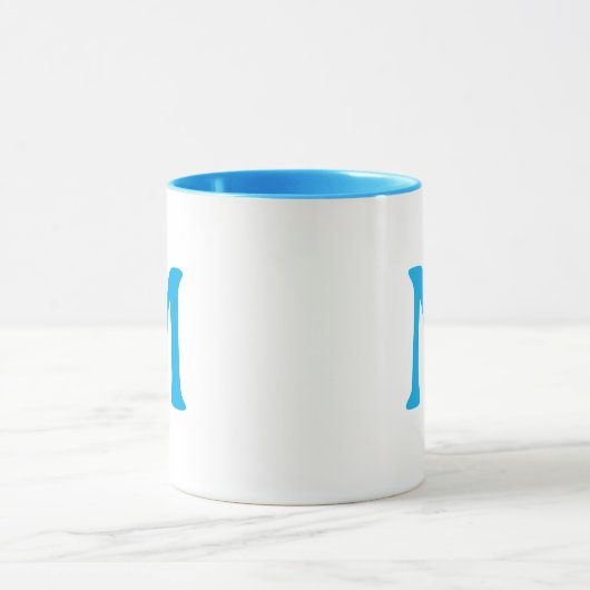 Personalized Monogram Modern Blue White Mug マグカップ (中央)