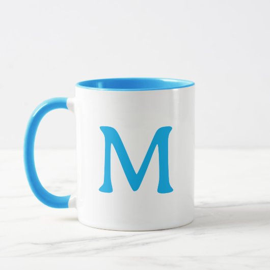 Personalized Monogram Modern Blue White Mug マグカップ (左)