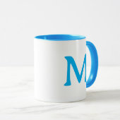 Personalized Monogram Modern Blue White Mug マグカップ (正面右)