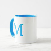 Personalized Monogram Modern Blue White Mug マグカップ (正面左)