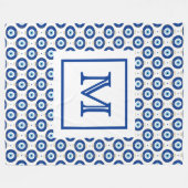 Personalized Monogram Modern Evil Eye Pattern  フリースブランケット (正面(横))