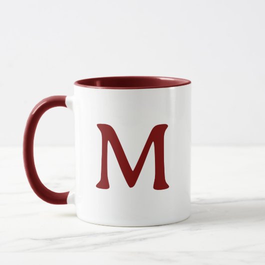 Personalized Monogram Modern Maroon White Mug マグカップ (左)