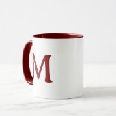 Personalized Monogram Modern Maroon White Mug マグカップ (正面左)