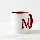 Personalized Monogram Modern Maroon White Mug マグカップ (正面右)