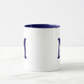 Personalized Monogram Modern Navy Blue White Mug マグカップ (中央)