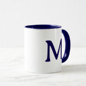 Personalized Monogram Modern Navy Blue White Mug マグカップ (正面右)