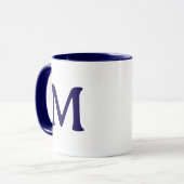 Personalized Monogram Modern Navy Blue White Mug マグカップ (正面左)