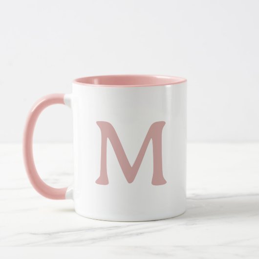 Personalized Monogram Modern Pink White Mug マグカップ (左)