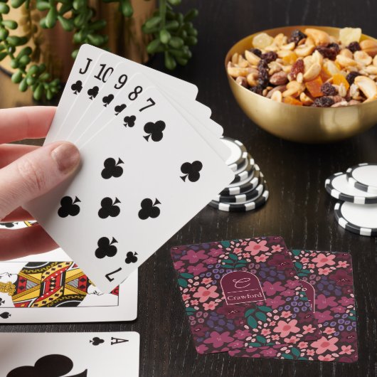 Personalized Monogram Moody Floral Playing Cards トランプ (インサイチュ)