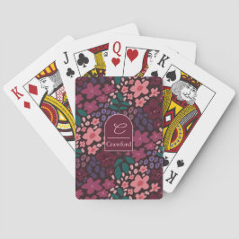 Personalized Monogram Moody Floral Playing Cards トランプ