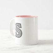 Personalized Monogram Mug Minimalist Letter O Pat ツートーンマグカップ (正面左)