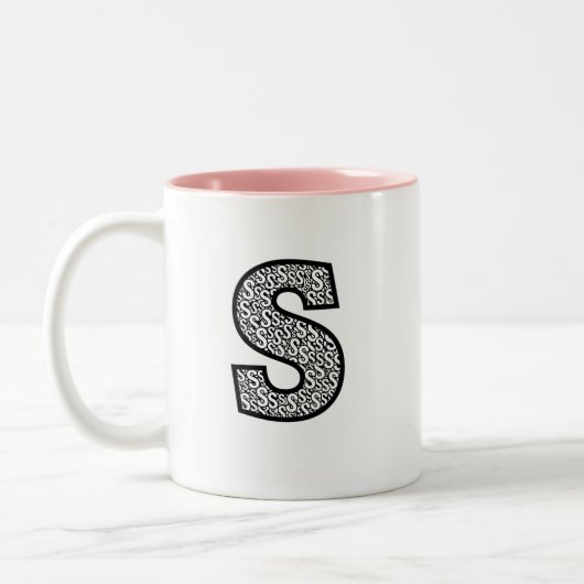 Personalized Monogram Mug Minimalist Letter O Pat ツートーンマグカップ (左)