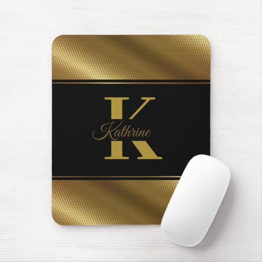 personalized monogram name golden black マウスパッド (マウス)