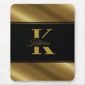 personalized monogram name golden black マウスパッド (正面)