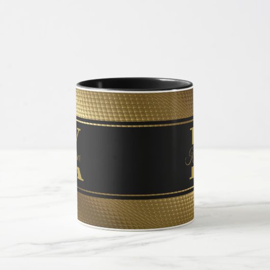 personalized monogram name golden black マグカップ (中央)
