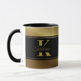 personalized monogram name golden black マグカップ