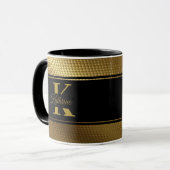 personalized monogram name golden black マグカップ (正面左)