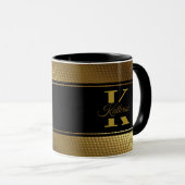 personalized monogram name golden black マグカップ (正面右)
