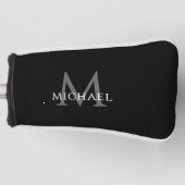 Personalized Monogram Name Initial Black Gray ゴルフヘッドカバー (正面)