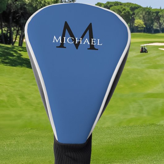 Personalized Monogram Name Initial Blue ゴルフヘッドカバー