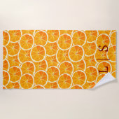 Personalized Monogram Orange Citrus Beach Towel ビーチタオル (正面)
