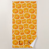 Personalized Monogram Orange Citrus Beach Towel ビーチタオル (正面)