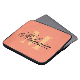 Personalized monogram orange colour laptop sleeve ラップトップスリーブ