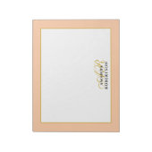 Personalized Monogram Peach Gold Black Stylish  ノートパッド (回転)