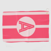 Personalized Monogram Pink Red Stripe ゴルフタオル (横)