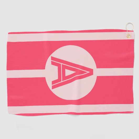 Personalized Monogram Pink Red Stripe ゴルフタオル (横)