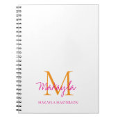 Personalized Monogram Pink Script Name  ノートブック (正面)