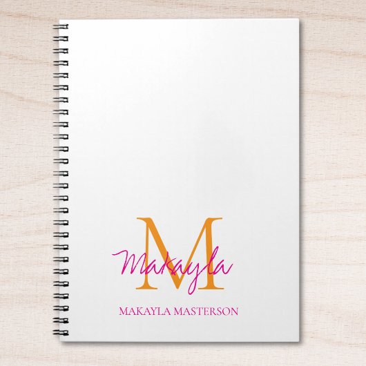 Personalized Monogram Pink Script Name  ノートブック