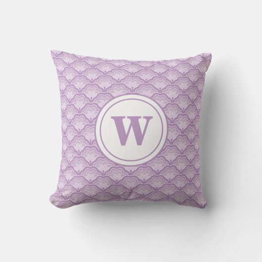 Personalized Monogram Purple Floral Pattern クッション (正面)