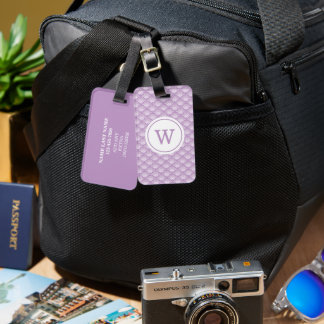 Personalized Monogram Purple Floral Pattern ラゲッジタグ