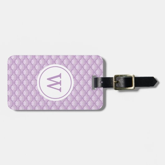 Personalized Monogram Purple Floral Pattern ラゲッジタグ (正面横)