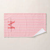 Personalized Monogram Red & White Stripes バスタオルセット (ハンドタオル)