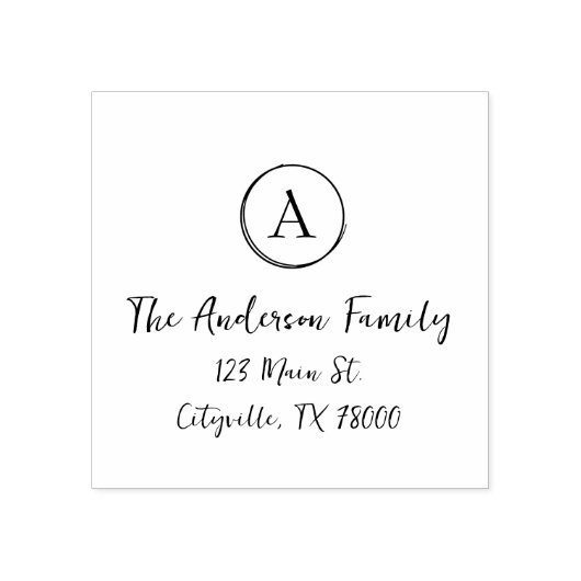 Personalized Monogram Return Address ラバースタンプ (インプリント)