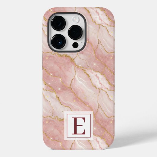 Personalized Monogram Rose Quartz Gold Case-Mate iPhoneケース (裏面)